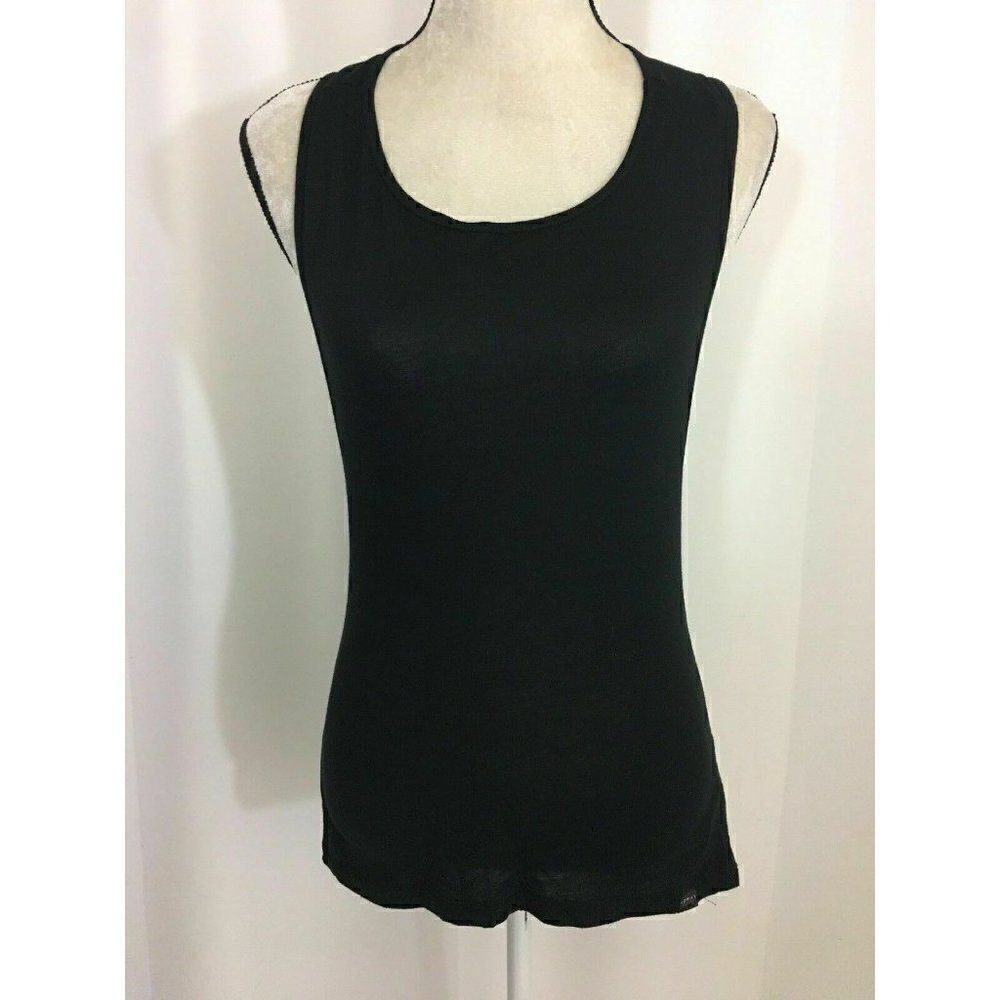 Koral Activewear Solid Black Open Back Tank top